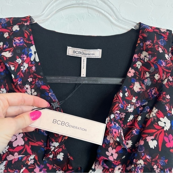 NEW BCBGeneration Women's Ruffle Mini Dress Floral A-Line 6 - Picture 4 of 7